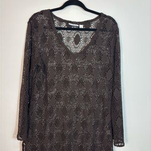 Elegant Brown Lace Women Cover Up